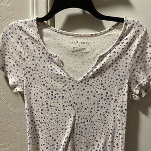 Eye Candy White and Blue Speckled Women's Top